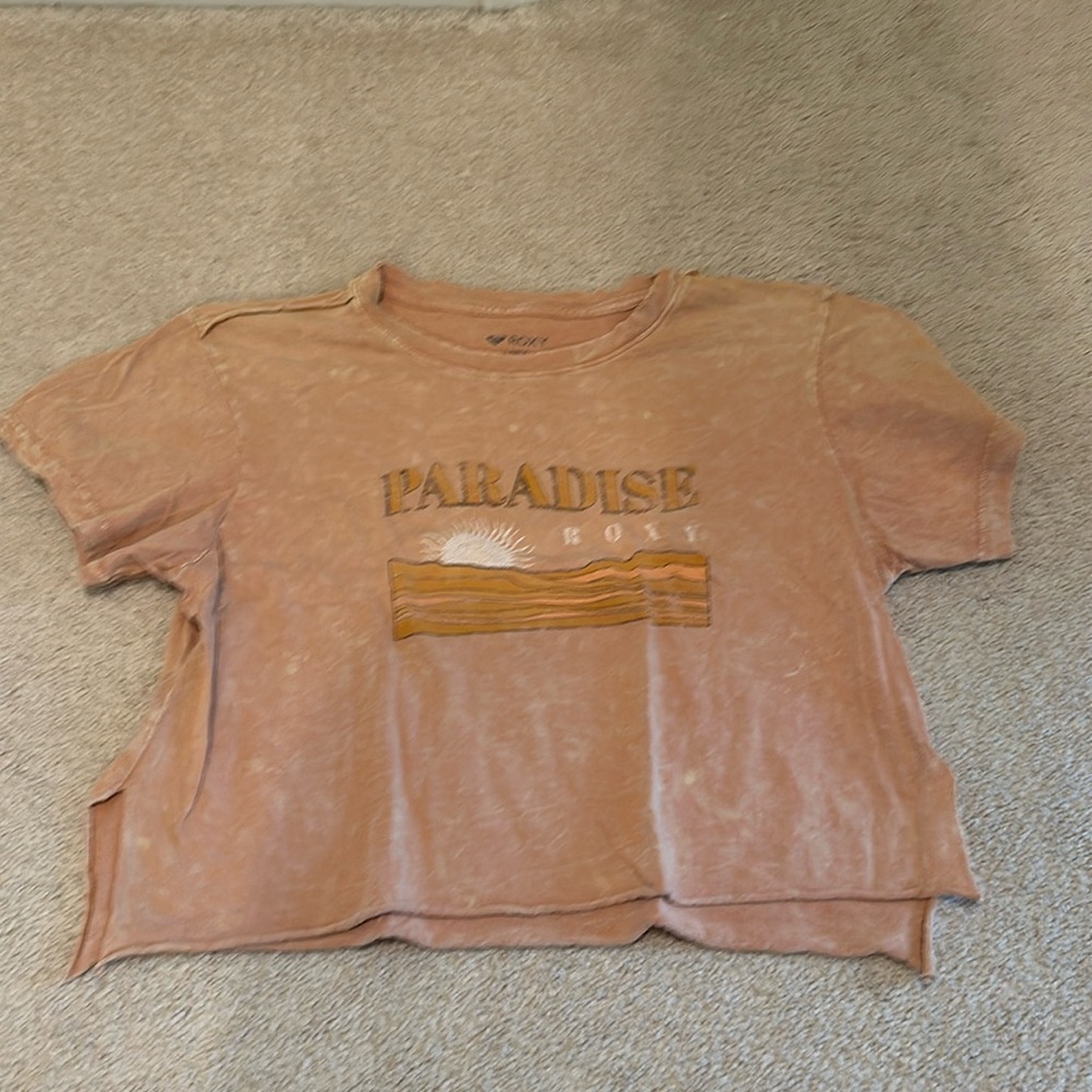 Light Orange Roxy Oversized Crop Tee, women’s size large